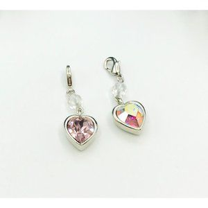 Sabeka heart shaped charms silver tone set of 2